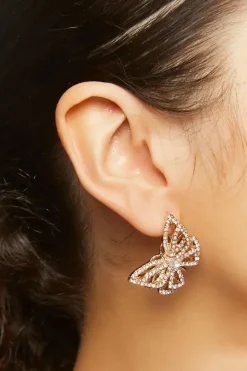 Rhinestone Butterfly Stud Earrings