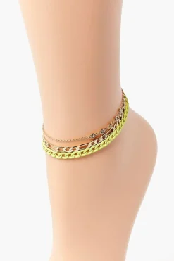 Rhinestone Chain Anklet Set
