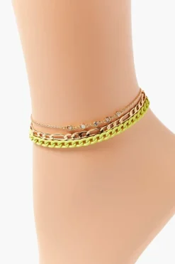 Rhinestone Chain Anklet Set