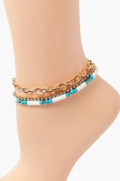 Rhinestone Chain Anklet Set