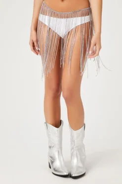 Rhinestone & Chain-Fringe Belly Chain