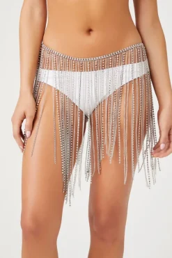 Rhinestone & Chain-Fringe Belly Chain
