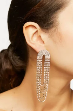 Rhinestone Chain Loop Statement Earrings