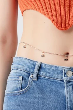Rhinestone Cherry Charm Belly Chain