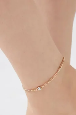 Rhinestone Curb Chain Anklet