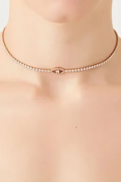 Rhinestone Evil-Eye Choker Necklace