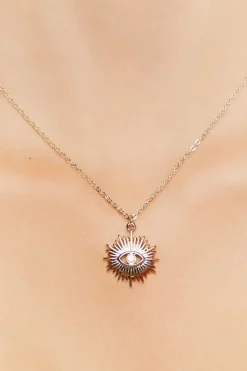 Rhinestone Eye Charm Necklace