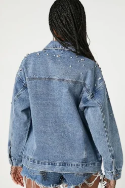 Rhinestone & Faux Gem Trucker Jacket