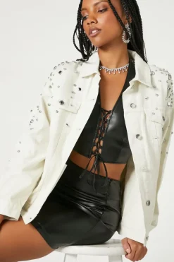 Rhinestone & Faux Gem Trucker Jacket