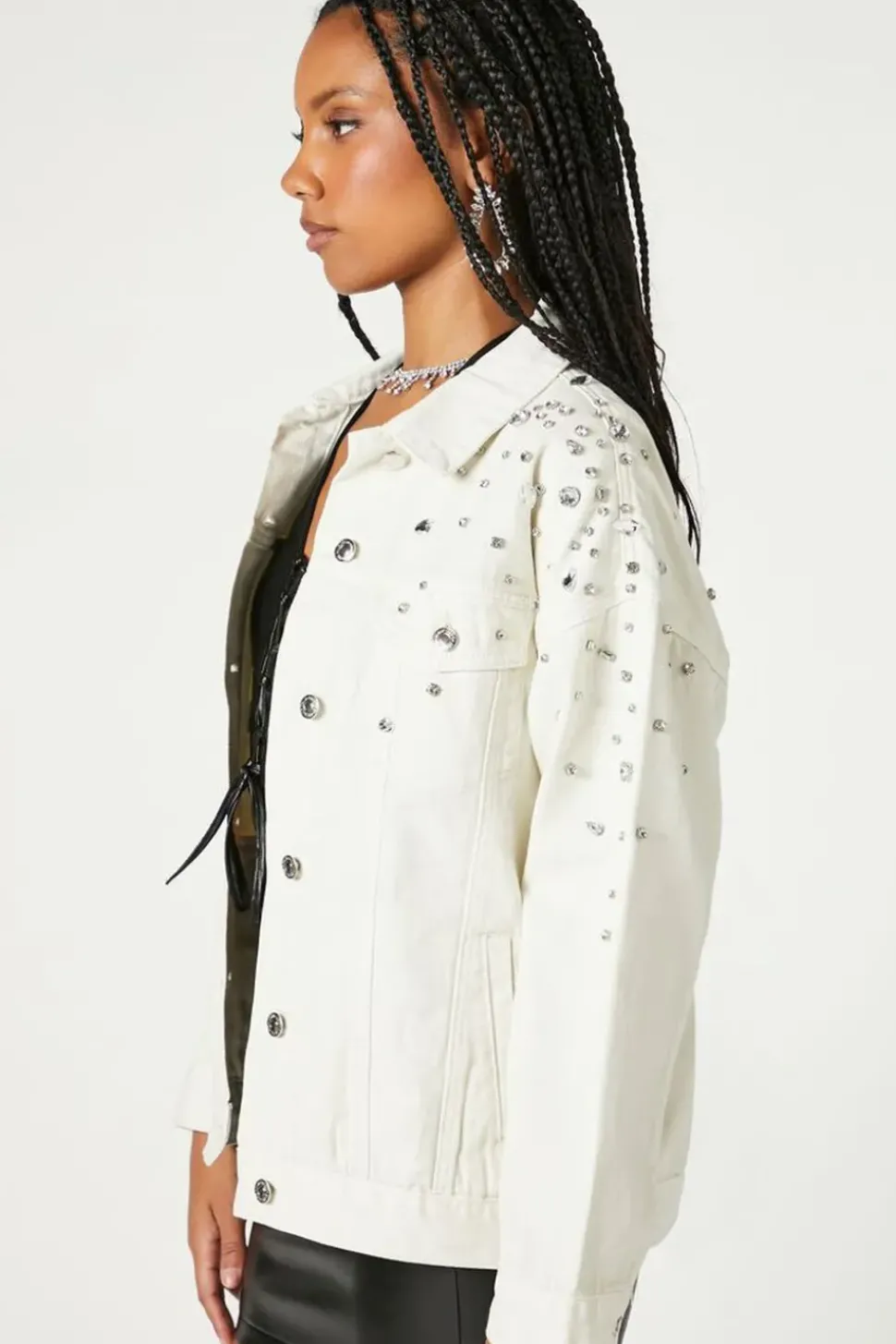 Rhinestone & Faux Gem Trucker Jacket