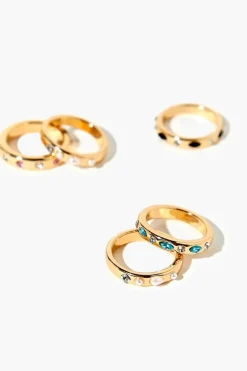Rhinestone & Faux Pearl Ring Set
