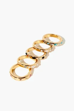 Rhinestone & Faux Pearl Ring Set