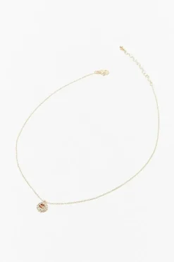Rhinestone Floral Charm Necklace