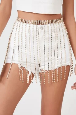 Rhinestone Fringe Chain Belt