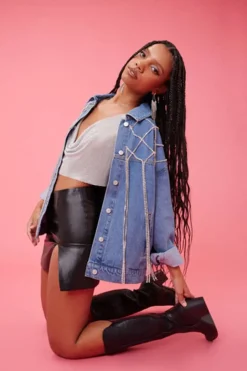 Rhinestone Fringe Denim Jacket
