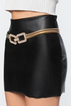 Rhinestone Geometric Snake Chain Belt