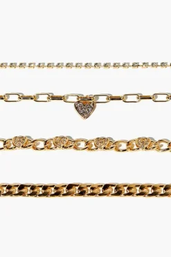 Rhinestone Heart Bracelet Set