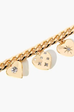 Rhinestone Heart Charm Bracelet