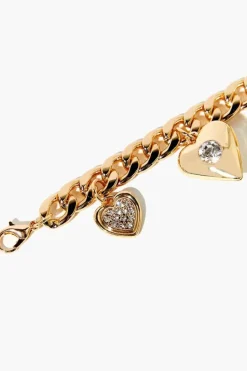 Rhinestone Heart Charm Bracelet