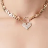 Rhinestone Heart Choker Necklace