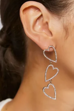 Rhinestone Heart Drop Earrings