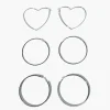 Rhinestone & Heart Hoop Earring Set