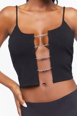 Rhinestone Heart Ladder Cutout Cami