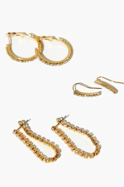 Rhinestone Hoop Earring Set