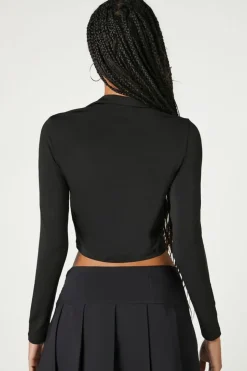 Rhinestone Lace-Up Crop Top