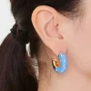 Rhinestone Open-End Hoop Earrings