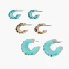 Rhinestone Open-End Hoop Earrings