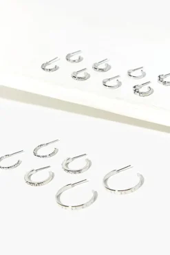 Rhinestone Open-End Hoop Earrings