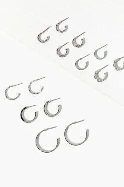 Rhinestone Open-End Hoop Earrings