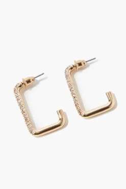 Rhinestone Open Hoop Earring Set