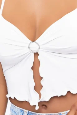 Rhinestone O-Ring Cropped Cami