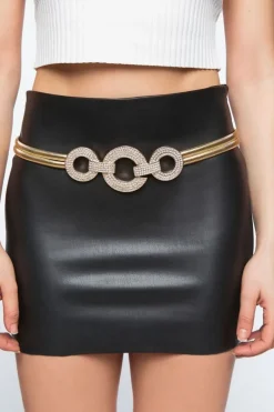 Rhinestone O-Ring Snake Chain Belt