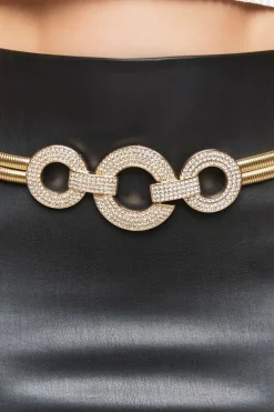 Rhinestone O-Ring Snake Chain Belt