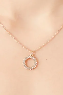 Rhinestone Ring Pendant Necklace