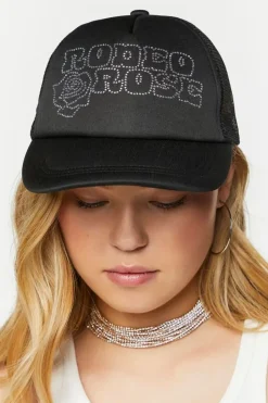 Rhinestone Rodeo Rose Trucker Hat