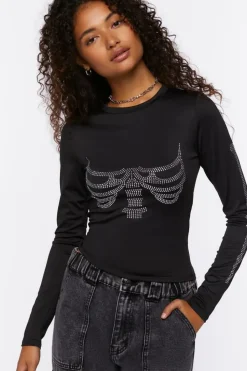Rhinestone Skeleton Graphic Tee