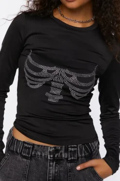 Rhinestone Skeleton Graphic Tee