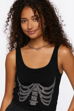 Rhinestone Skeleton Tank Top