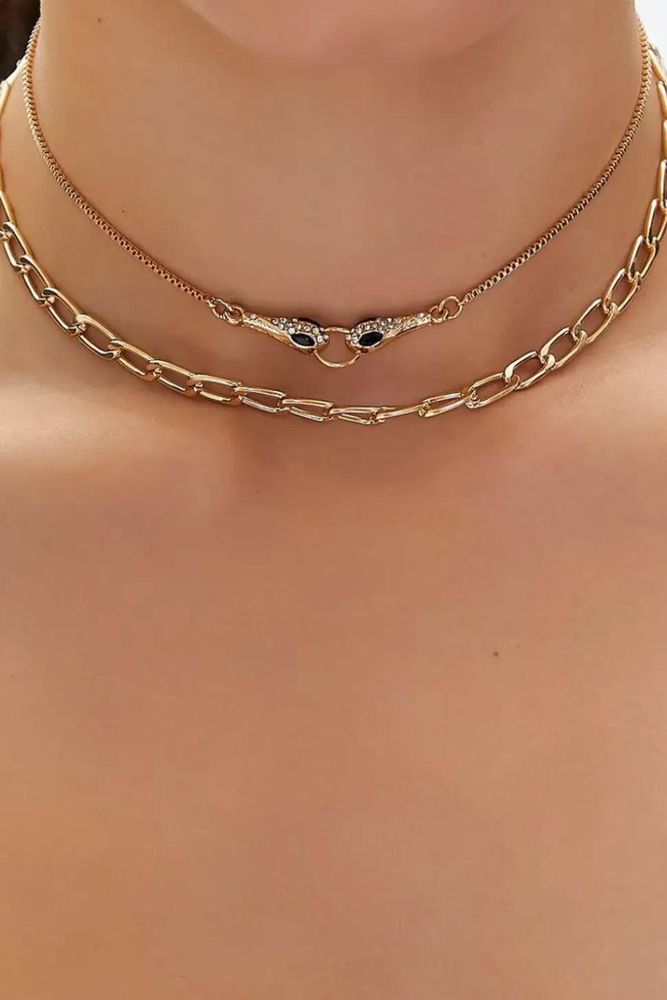 Rhinestone Snake Choker Necklace Set