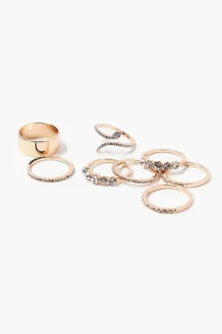 Rhinestone Snake Ring Set