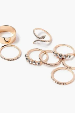 Rhinestone Snake Ring Set