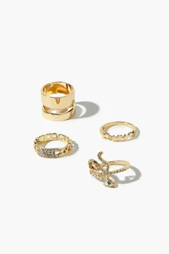 Rhinestone Snake Ring Set
