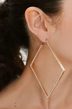 Rhinestone Square Hoop Earrings
