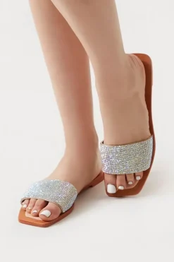 Rhinestone Square-Toe Sandals
