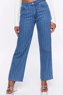 Rhinestone-Striped 90S-Fit Jeans
