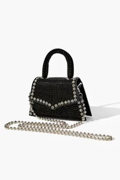 Rhinestone-Studded Mini Crossbody Bag